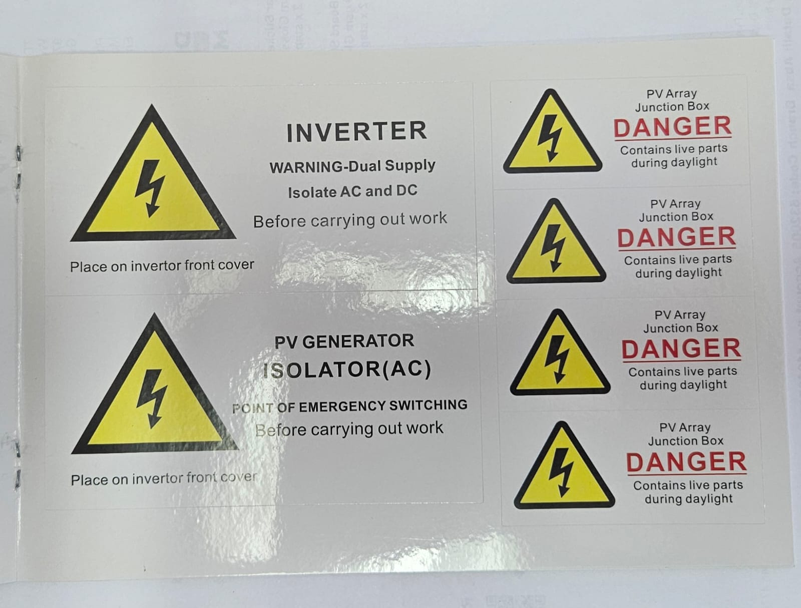 Solar Labels / Stickers