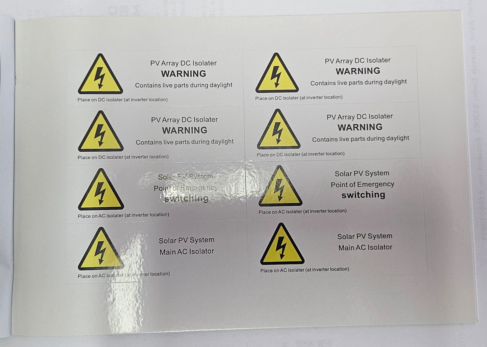Solar Labels / Stickers